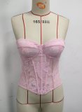 Double-Layer Mesh 3D Embroidered Tube Top