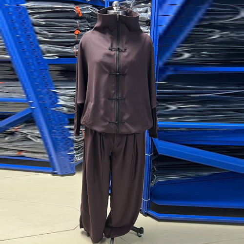 New Long Sleeve Cardigan Casual Solid Color Pants Set