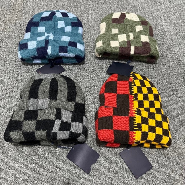 40% Wool Letter Knit Beanie Double-Layer Thickened Warm Hat