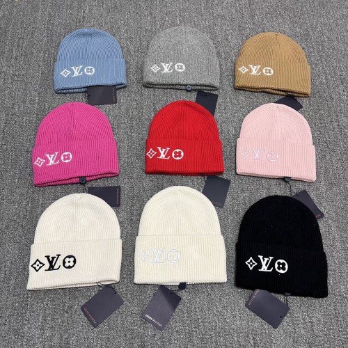 Wool Blend L-Letter Embroidered Knit Beanie