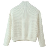 Stand-Collar Retro Button Knit Cardigan