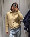 Stand-Collar Retro Button Knit Cardigan