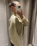 Stand-Collar Retro Button Knit Cardigan