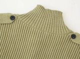 Stand-Collar Retro Button Knit Cardigan