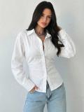 Casual Women's Shirt Long-Sleeve Cinched-Waist Fashion Top