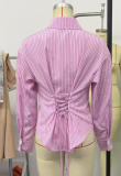 Casual Women's Shirt Long-Sleeve Cinched-Waist Fashion Top
