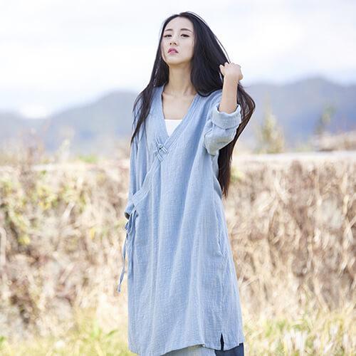 Loose Cotton And Linen Retro Hanfu Long Section Shirt - Li Ziqi Fairy Style Clothes Hanfu Style#hanfutiktok