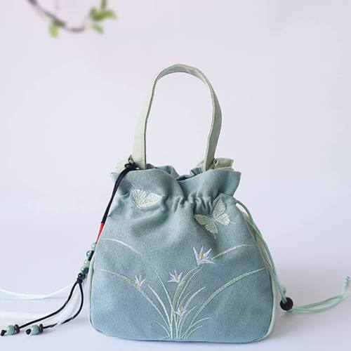 Chinese Classical Handmand Han Element Embroidered Antique Canvas Hanfu Portable Bag