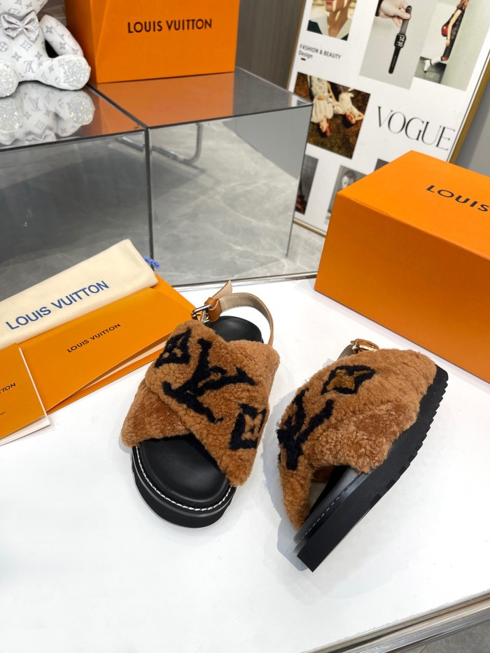 Louis Vuitton Fur Sliders