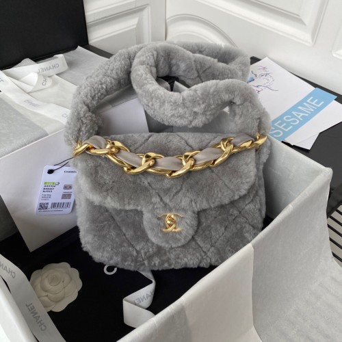 Chanel Gray Wool Bag