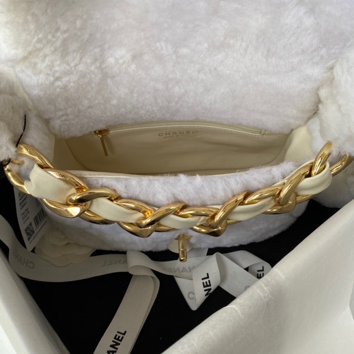 Chanel White Wool Bag