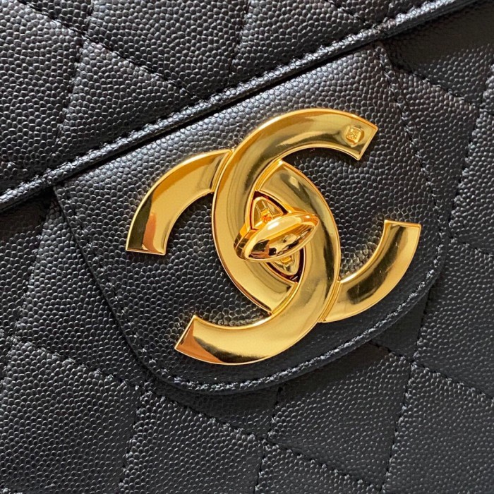 Chanel Black Caviar Larger Shoulder Flap Bag