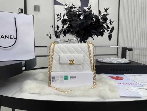 Chanel White Chain Flap Bag