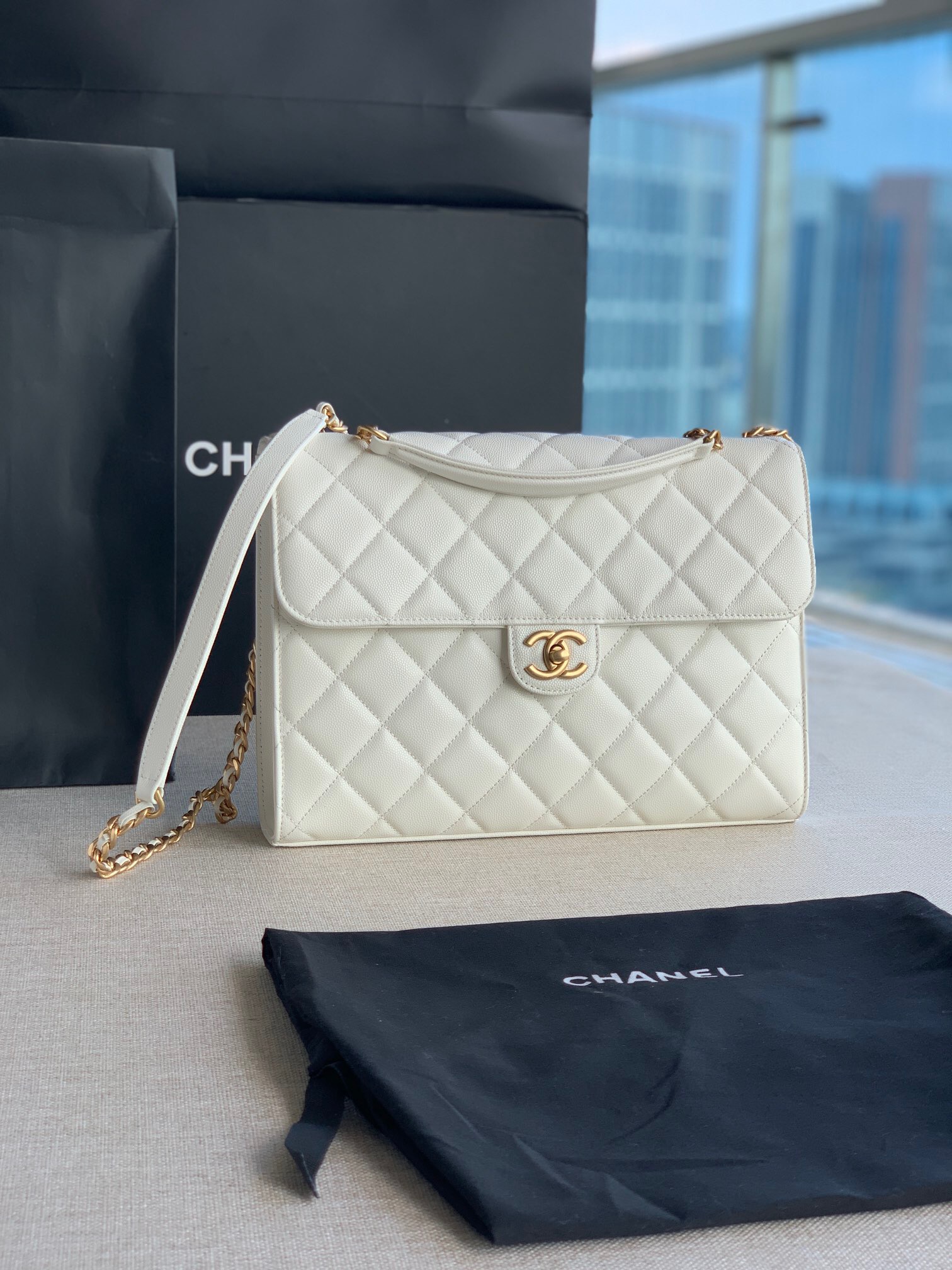 US$ 352.00 - Chanel White Leather Briefcase - www.heybrandmall.ru