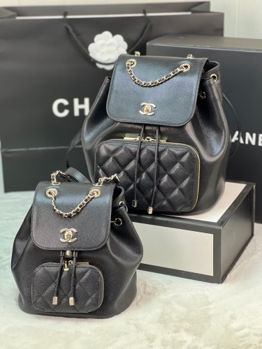 Chanel Black Leather Backpack