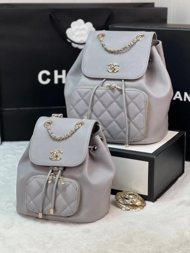 Chanel Gray Leather Backpack