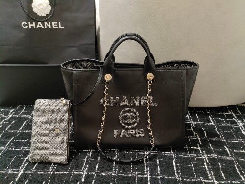 Chanel Black Leather Large Handbag