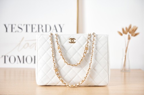 Chanel White Large Shoulder Bag