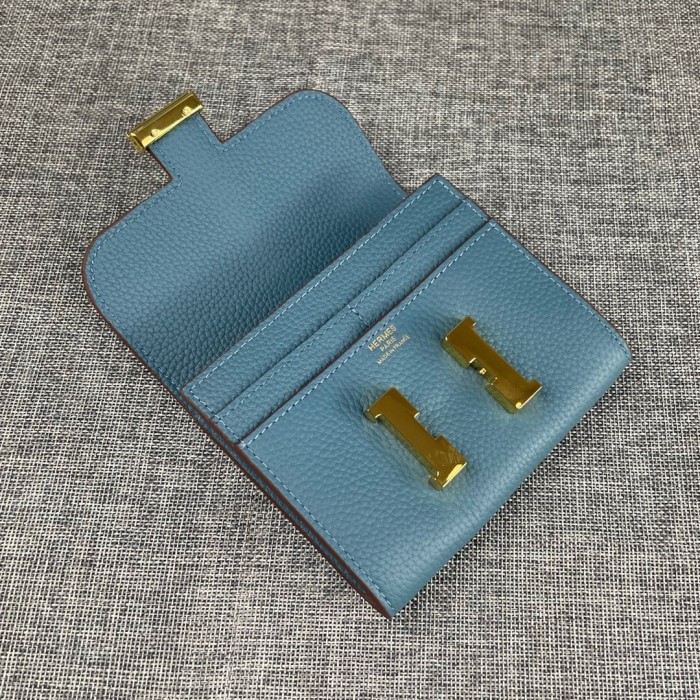 Hermes Wallet With Gold Logo