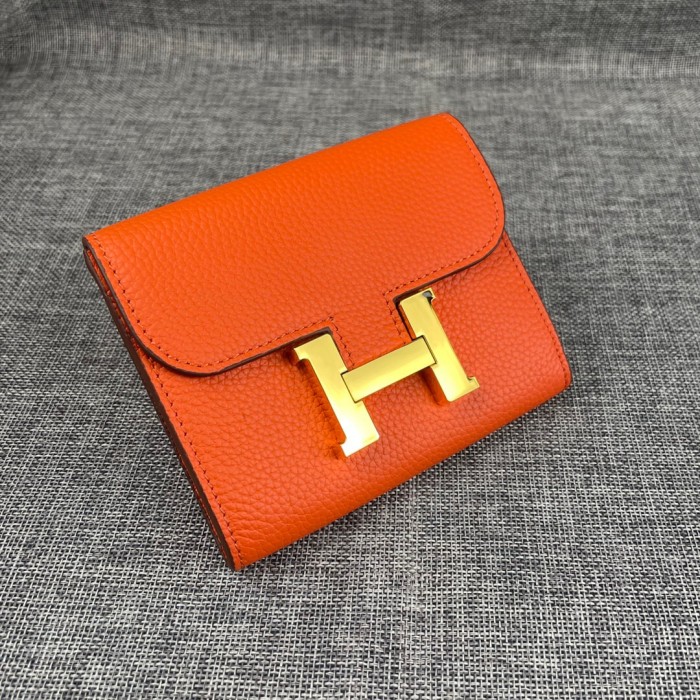 Hermes Wallet With Gold Logo