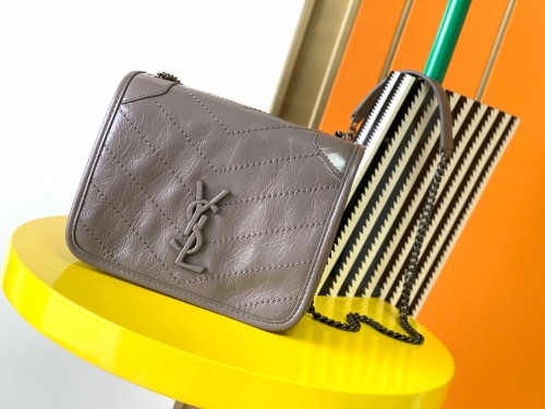 YSL Gray Niki Chain Wallet Handbag