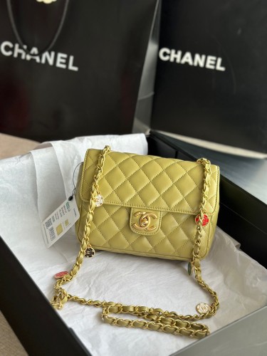 Chanel Yellow Lamb Skin Chain Bag