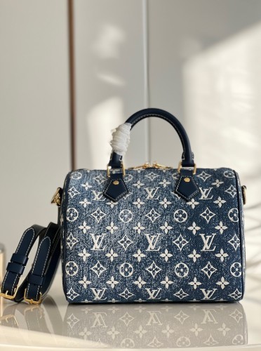 Louis Vuitton Blue Denim Speedy 25CM Handbag