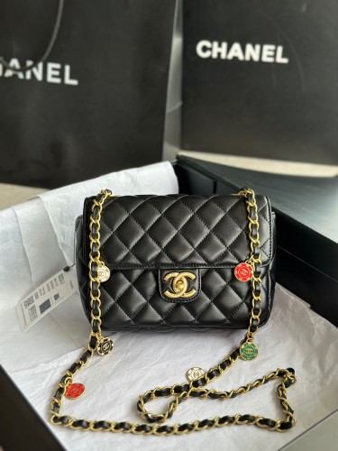 Chanel Black Lamb Skin Chain Bag