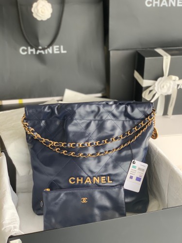Chanel Navy Leather Shoulder Bag 2 Sizes