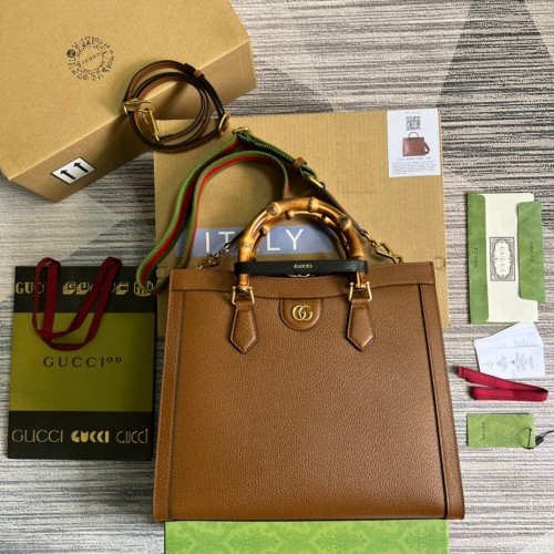 Gucci Brown Leather Handbag 35 CM