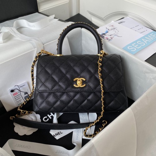 Chanel Black Leather Handbag 24 CM