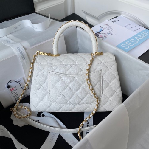 Chanel White Leather Handbag 24 CM