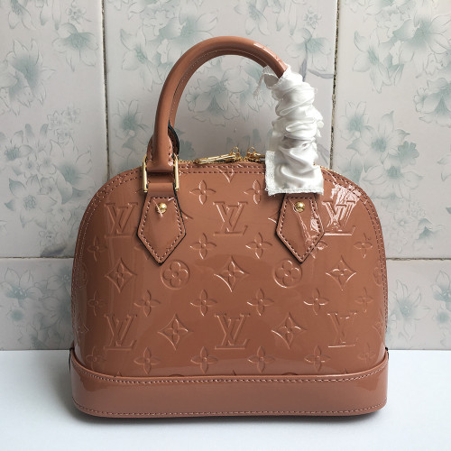 Louis vuitton 25cm Patent Leather Tote Miroir Shell Package Crossbody Designer Bags Embossing Flower Luxury ALMA BB Handbags Purse No Box