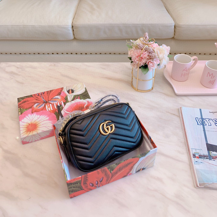 Gucci 18 24cm Classic GG Marmont Wave Pattern Camera Bag Crossbody Designer bags No Box