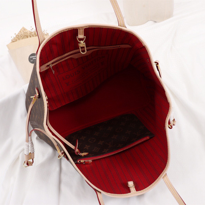 Louis Vuitton 32 40cm Classic Print Flower Neverfull Designer Luxury Handbags Purses Large Capacity Mother And Child Shopping Bags No Box