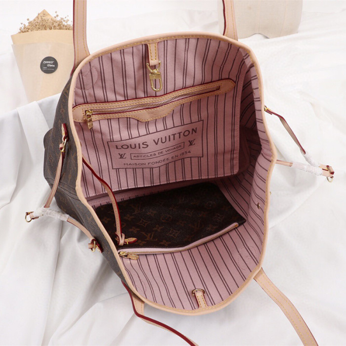 Louis Vuitton 32 40cm Classic Print Flower Neverfull Designer Luxury Handbags Purses Large Capacity Mother And Child Shopping Bags No Box