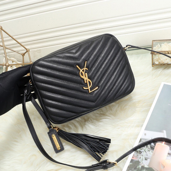 YSL 23cm classic V shape Flap camera bag sheepskin handbags tassel single shoulder designer crossbody bags Square package No Box