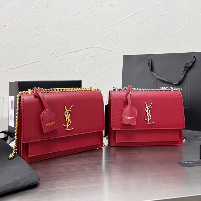 YSL Sunset 22cm Designer Crossbody Bag Sliver Gold Hardware Women Fashion Single Shoulder Messenger Bag