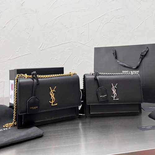 YSL Sunset 22cm Designer Crossbody Bag Sliver Gold Hardware Women Fashion Single Shoulder Messenger Bag