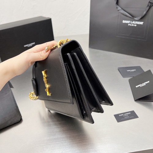 YSL Sunset 22cm Designer Crossbody Bag Sliver Gold Hardware Women Fashion Single Shoulder Messenger Bag