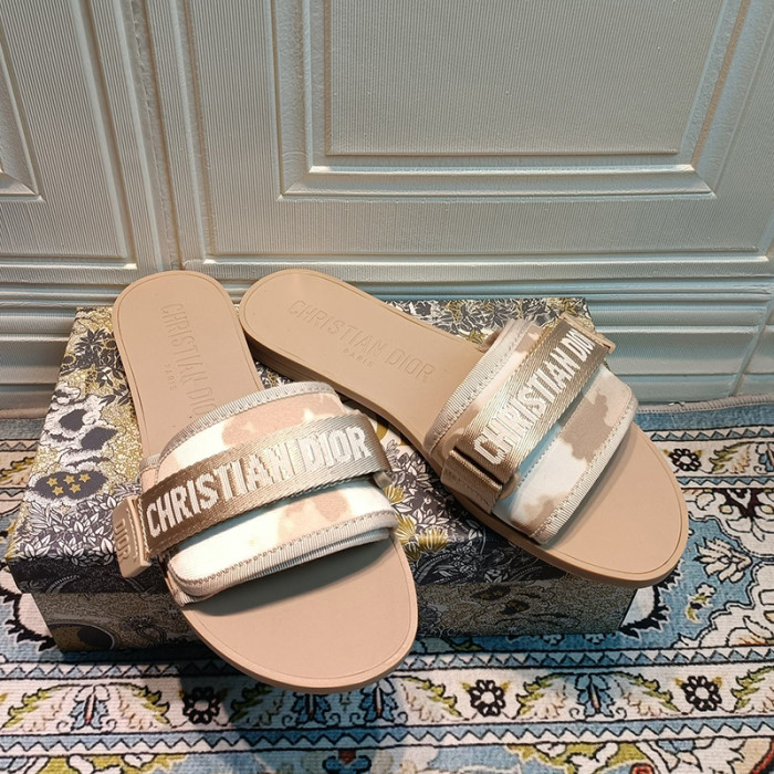 Dior Women Embroidery Flat Sandals Slides Designer Slippers Magic Stick Outdoor Beach Slipper Shoes
