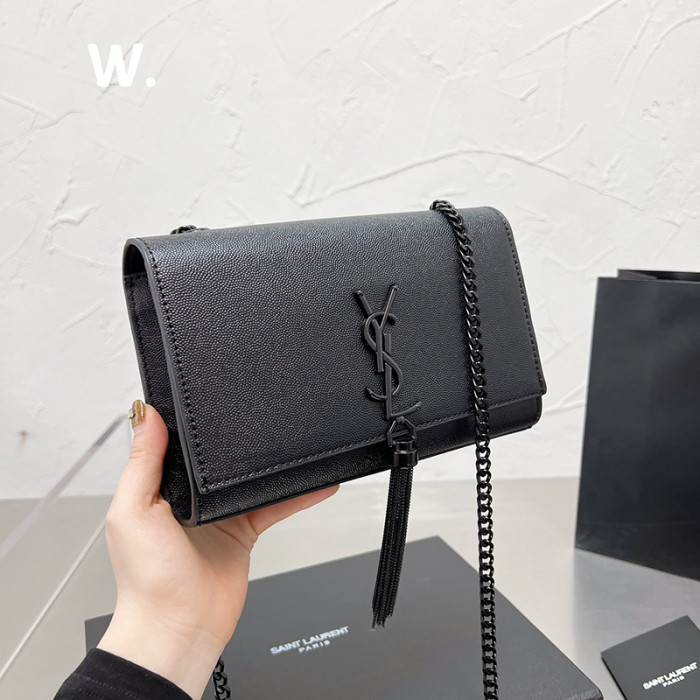 YSL Kate 22cm Caviar Designer Crossbody Bag Sliver Gold Hardware Tassel Chain Single Shoulder Messenger Bag 3 Colors