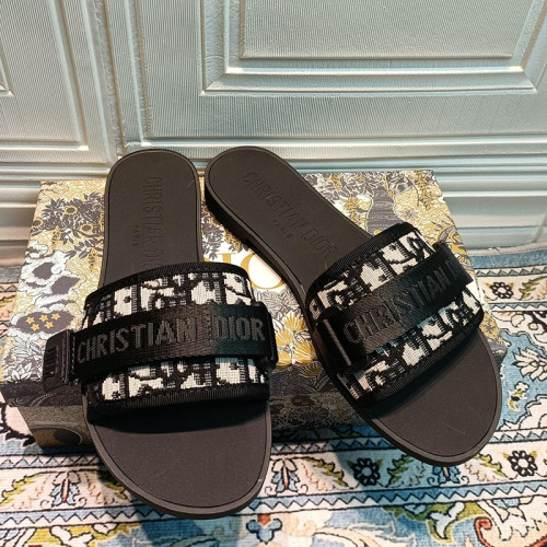 Dior Women Embroidery Flat Sandals Slides Designer Slippers Magic Stick Outdoor Beach Slipper Shoes