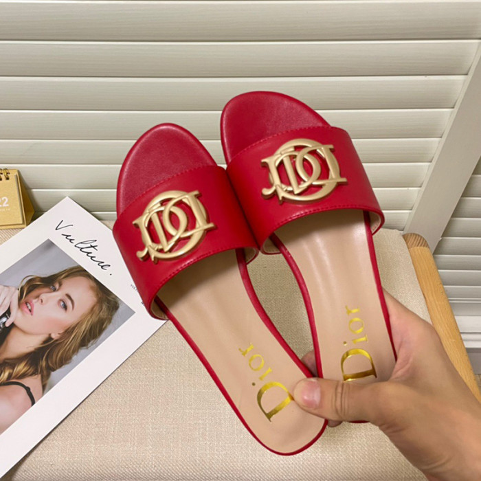 Dior Luxury Designer Shoes Loafers Slipper Flat Outdoor Beach Slippers Embroidery Femmes Shoes Household Sandals