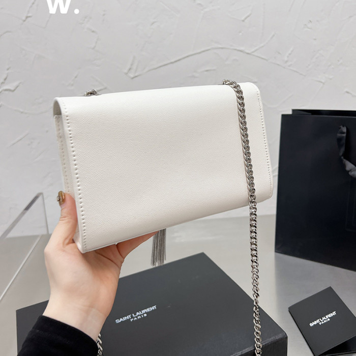YSL Kate 22cm Caviar Designer Crossbody Bag Sliver Gold Hardware Tassel Chain Single Shoulder Messenger Bag 3 Colors