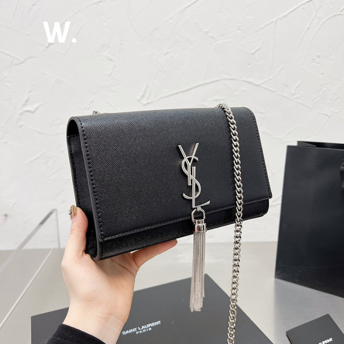 YSL Kate 22cm Caviar Designer Crossbody Bag Sliver Gold Hardware Tassel Chain Single Shoulder Messenger Bag 3 Colors