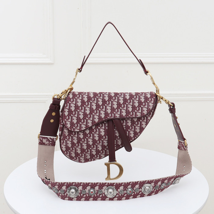 Dior 25cm Wide Shoulder Straps Embroidery Saddle Bag Single Shoulder Cossbody Bbags Shopping Handbags Purse