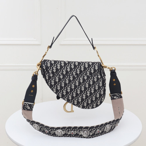 Dior 25cm Wide Shoulder Straps Embroidery Saddle Bag Single Shoulder Cossbody Bbags Shopping Handbags Purse