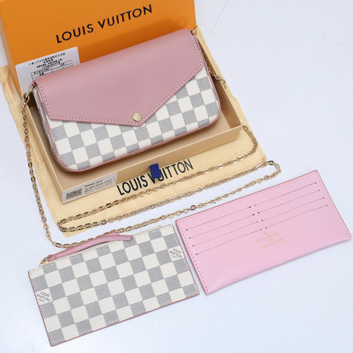 Louis Vuitton 21cm Printing Flower Embossing Grid Detachable Chain 3 in 1 Mobile Phone Wallet Designer Single Shoulder Crossbody Bags