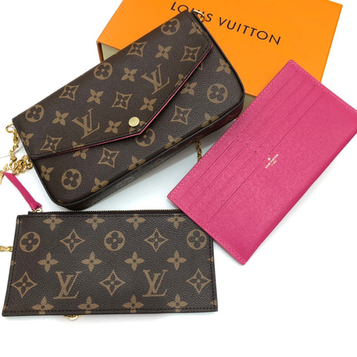Louis Vuitton 21cm Printing Flower Embossing Grid Detachable Chain 3 in 1 Mobile Phone Wallet Designer Single Shoulder Crossbody Bags